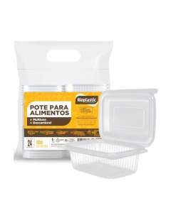 Kit pote retangular 400 ml com 24 un Rioplastic