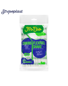 Canudo Bio 8 mm Flexível Sache Com 100 unidades Straw