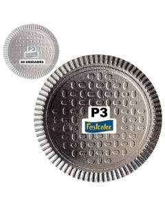 Prato Laminado Festcolor P3 20 Unidades Bolos e Salgados 